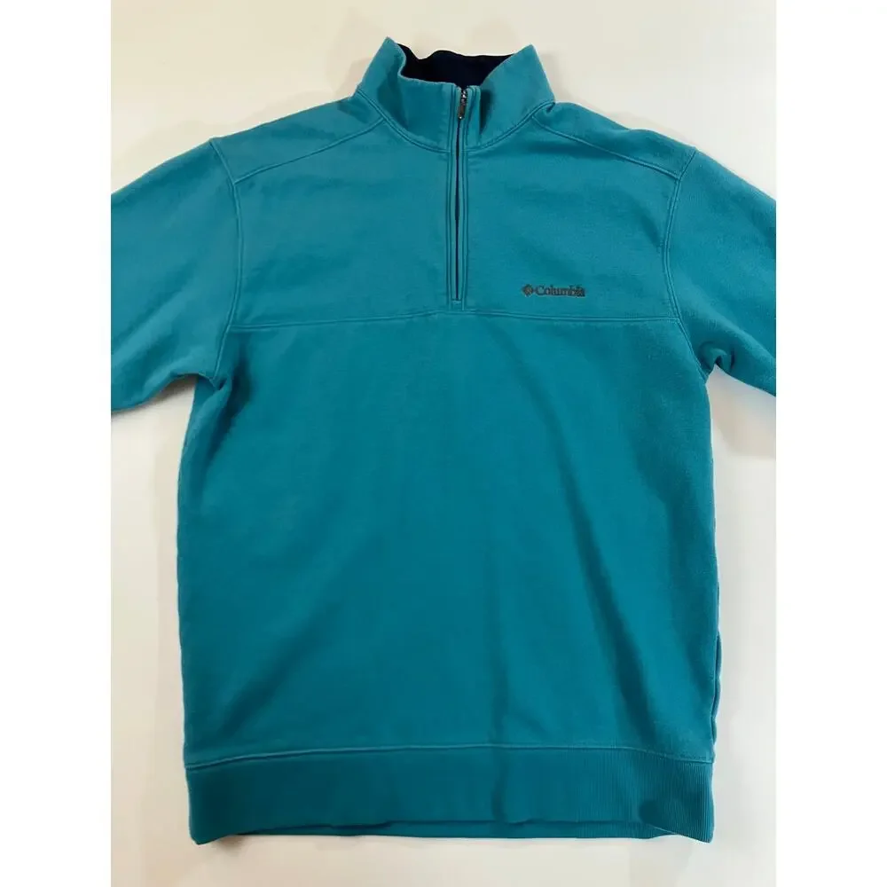 Columbia Men’s M Teal Quarter Zip Pullover Sweatshirt Embroidered Logo